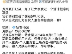 以闪亮之名兑换码怎么用，这里有详细的输入步骤