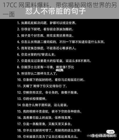 17CC 网黑料爆料，带你揭秘网络世界的另一面