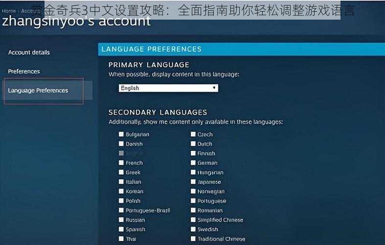 赏金奇兵3中文设置攻略：全面指南助你轻松调整游戏语言
