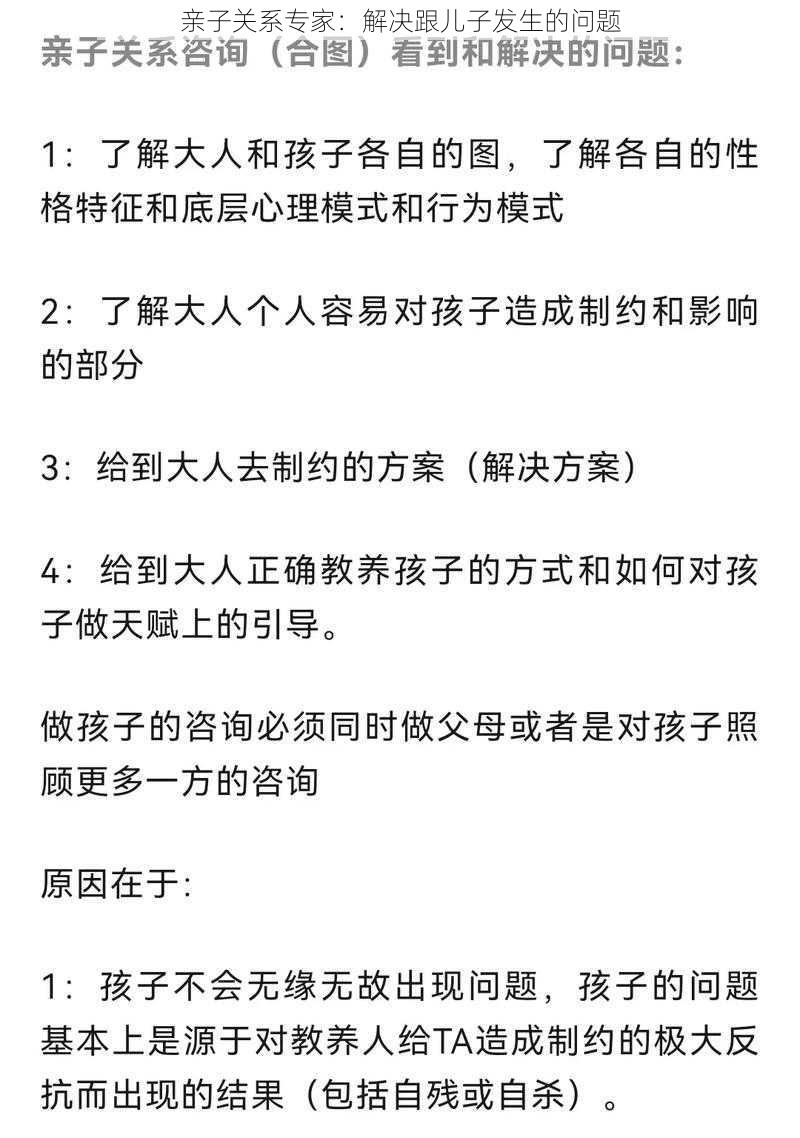 亲子关系专家：解决跟儿子发生的问题