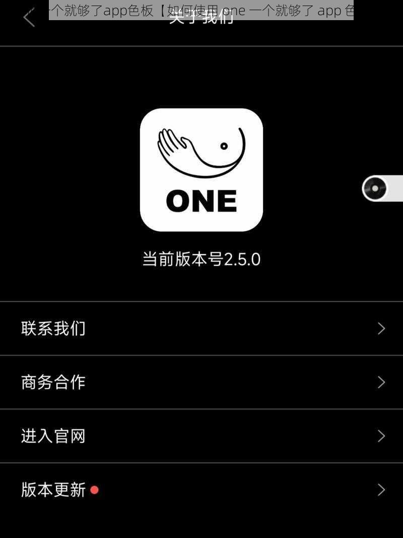 one一个就够了app色板【如何使用 one 一个就够了 app 色板？】