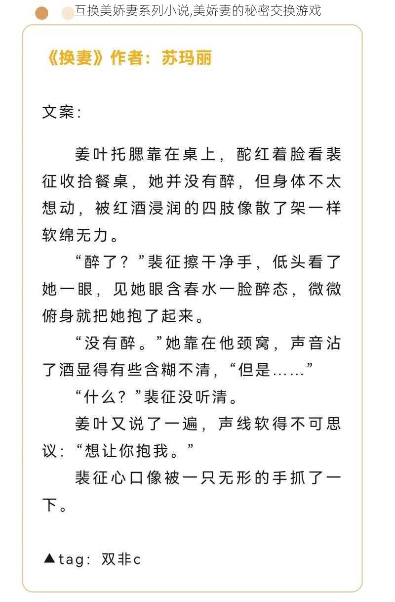 互换美娇妻系列小说,美娇妻的秘密交换游戏