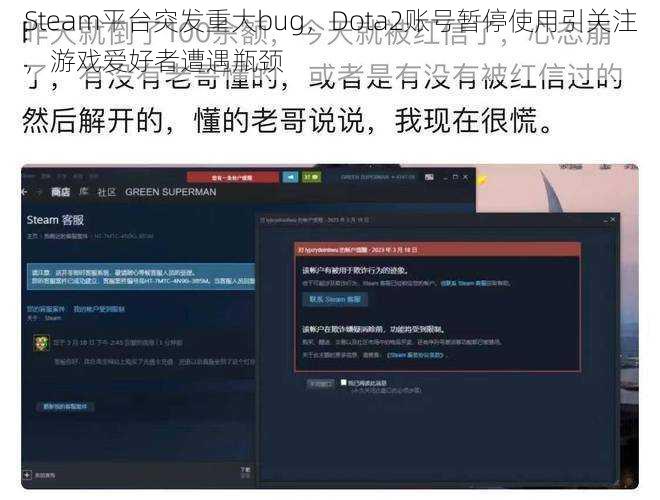 Steam平台突发重大bug，Dota2账号暂停使用引关注，游戏爱好者遭遇瓶颈