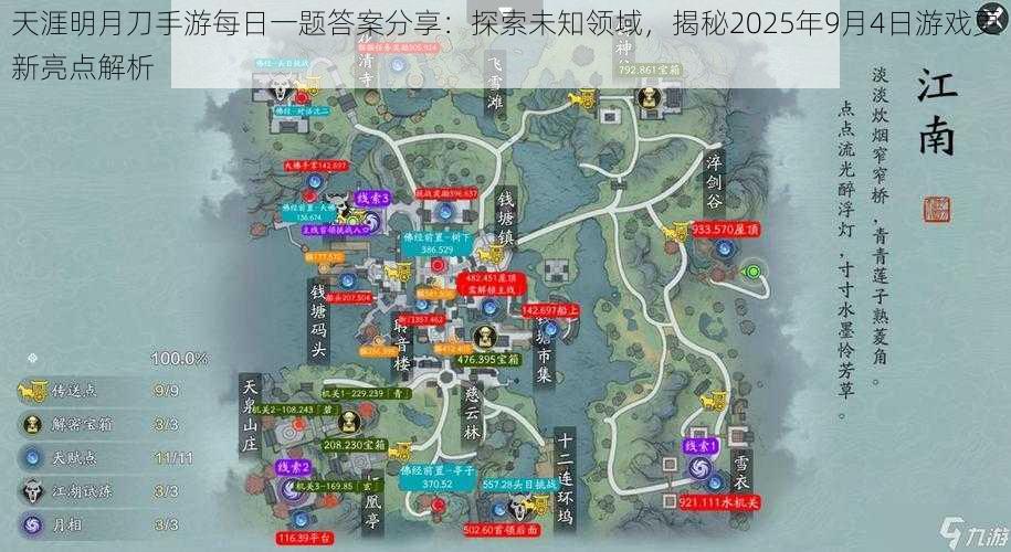 天涯明月刀手游每日一题答案分享：探索未知领域，揭秘2025年9月4日游戏更新亮点解析