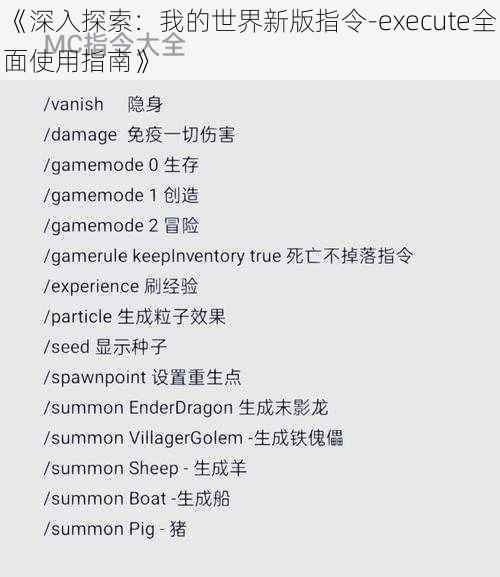 《深入探索：我的世界新版指令-execute全面使用指南》