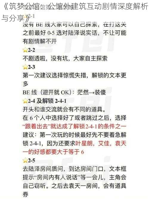 《筑梦公馆：公馆外建筑互动剧情深度解析与分享》