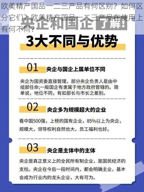 欧美精产国品一二三产品有何区别？如何区分它们？欧美精产国品一二三产品在使用上有何不同？