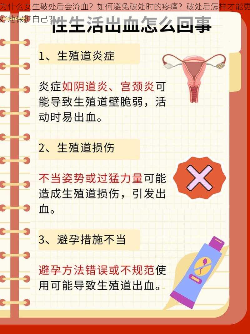 为什么女生破处后会流血？如何避免破处时的疼痛？破处后怎样才能更好地保护自己？