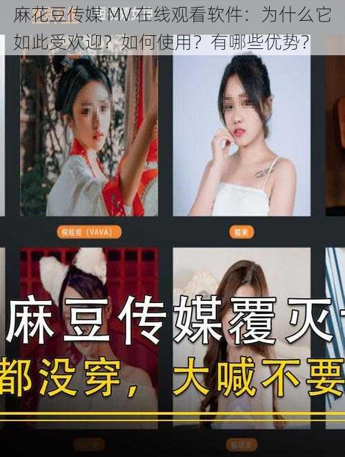 麻花豆传媒 MV 在线观看软件：为什么它如此受欢迎？如何使用？有哪些优势？