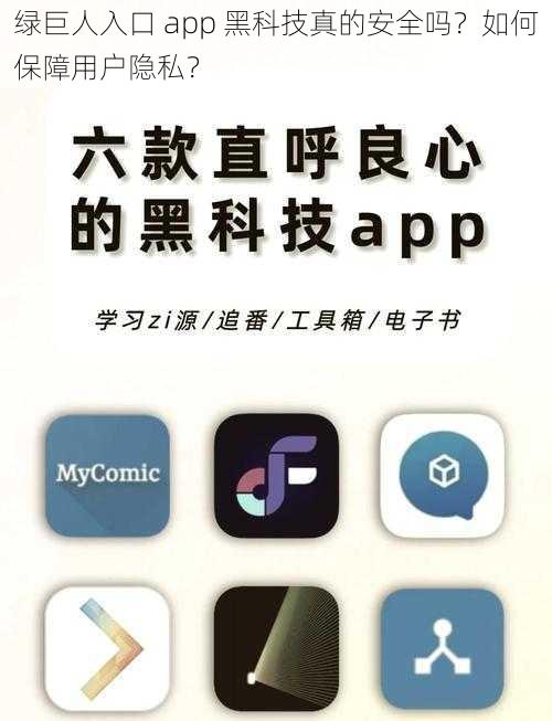 绿巨人入口 app 黑科技真的安全吗？如何保障用户隐私？