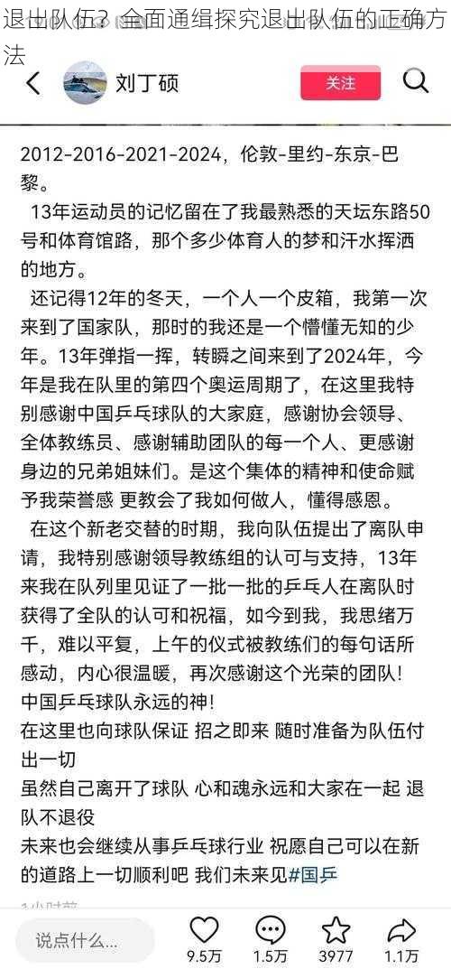 退出队伍？全面通缉探究退出队伍的正确方法