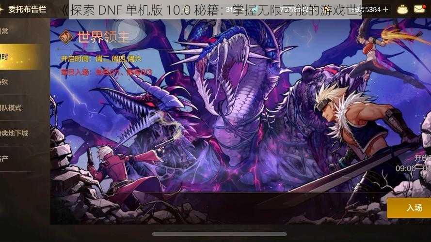 《探索 DNF 单机版 10.0 秘籍：掌握无限可能的游戏世界》