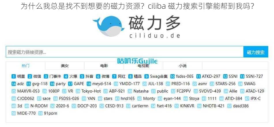 为什么我总是找不到想要的磁力资源？ciliba 磁力搜索引擎能帮到我吗？