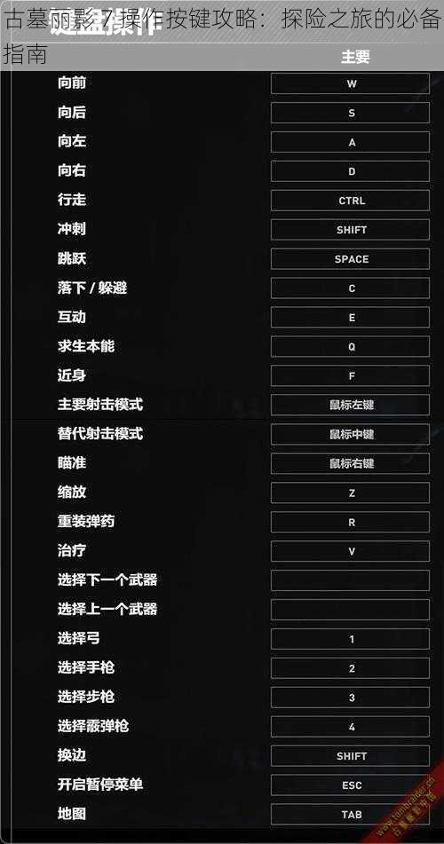 古墓丽影 7 操作按键攻略：探险之旅的必备指南