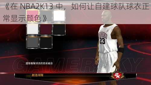 《在 NBA2K13 中，如何让自建球队球衣正常显示颜色》