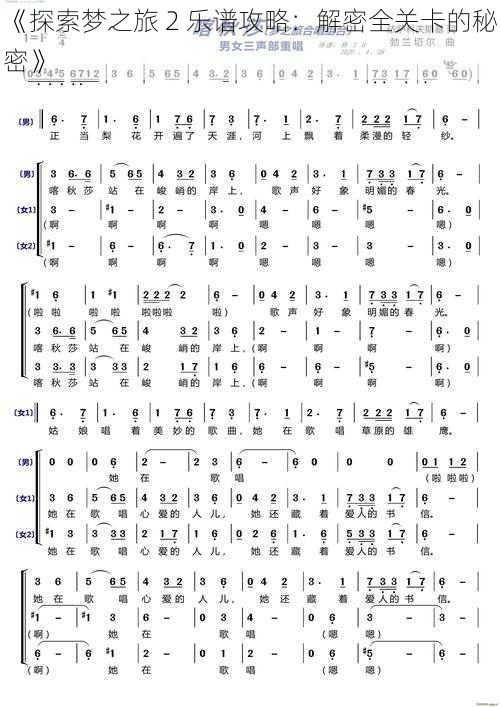 《探索梦之旅 2 乐谱攻略：解密全关卡的秘密》