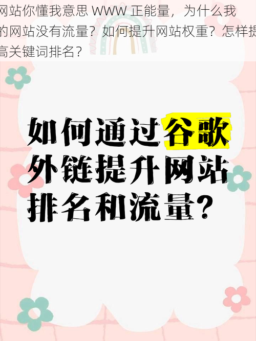 网站你懂我意思 WWW 正能量，为什么我的网站没有流量？如何提升网站权重？怎样提高关键词排名？