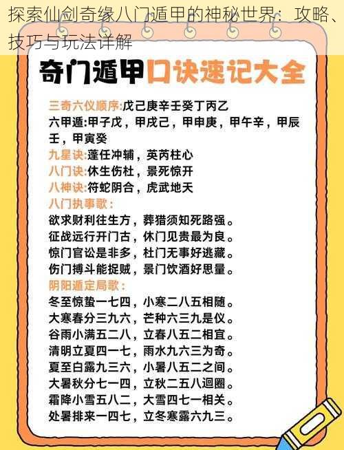 探索仙剑奇缘八门遁甲的神秘世界：攻略、技巧与玩法详解