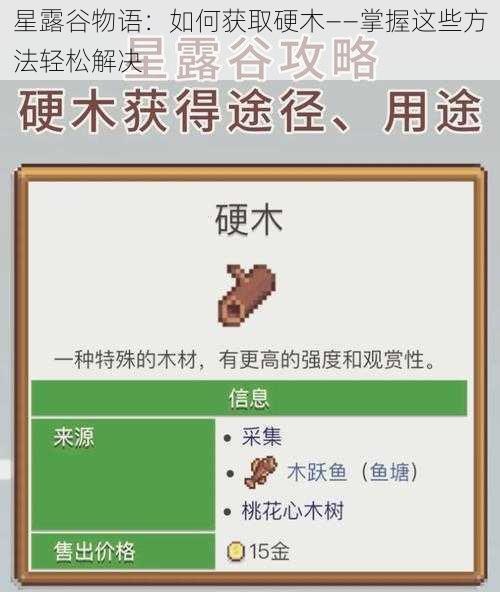 星露谷物语：如何获取硬木——掌握这些方法轻松解决