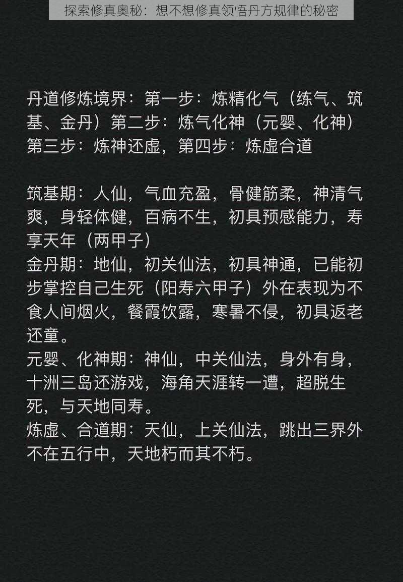 探索修真奥秘：想不想修真领悟丹方规律的秘密