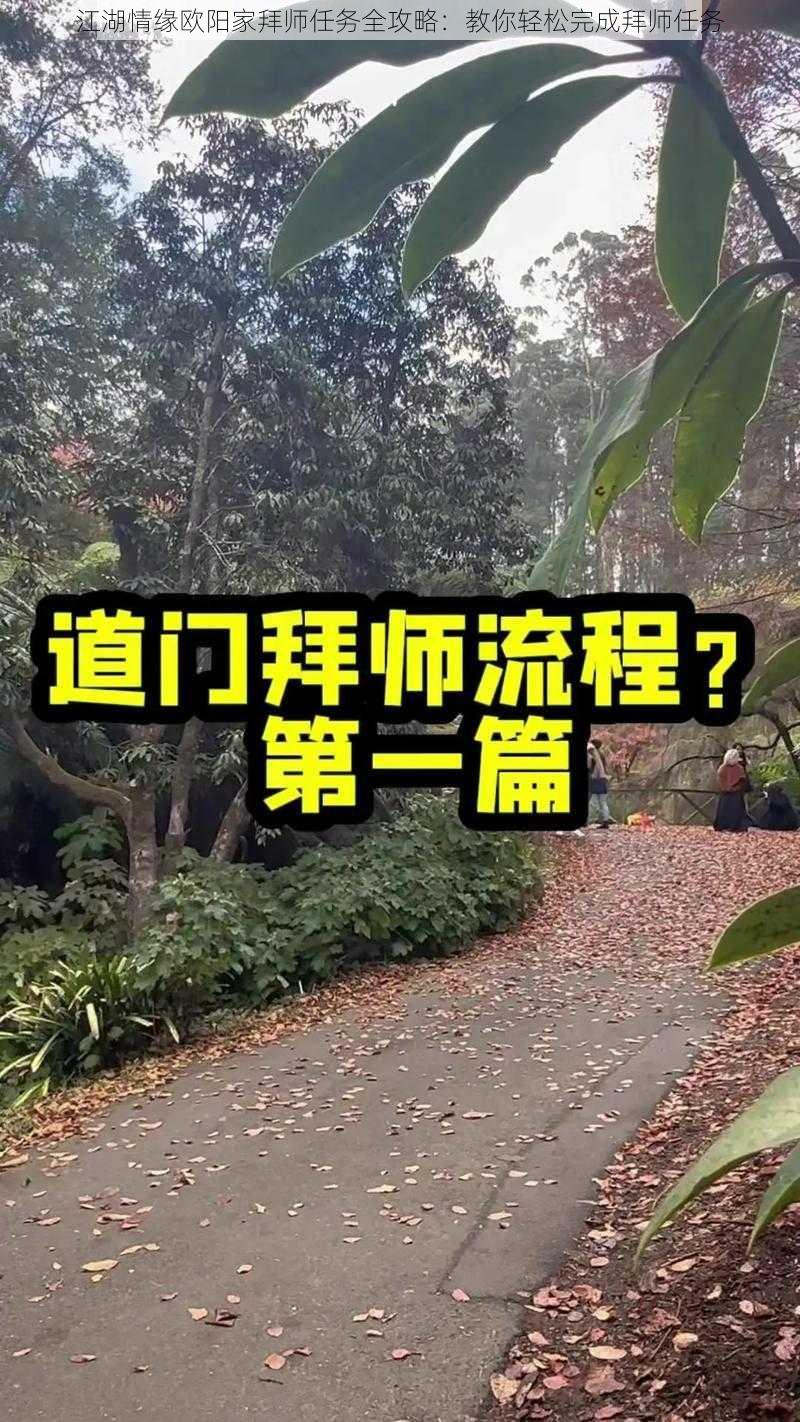 江湖情缘欧阳家拜师任务全攻略：教你轻松完成拜师任务