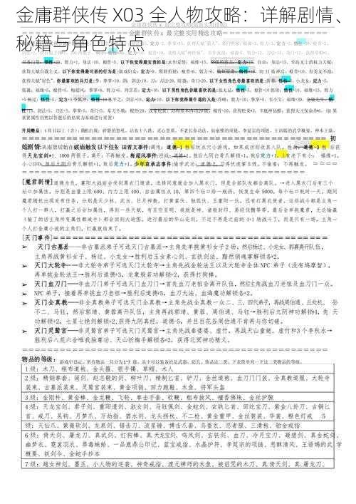 金庸群侠传 X03 全人物攻略：详解剧情、秘籍与角色特点