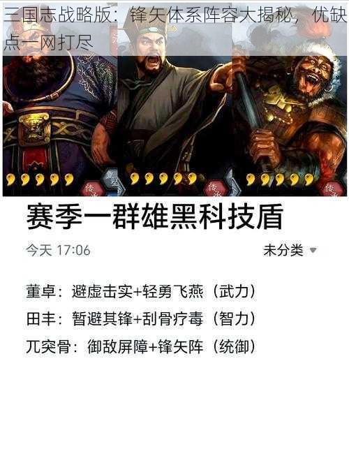 三国志战略版：锋矢体系阵容大揭秘，优缺点一网打尽